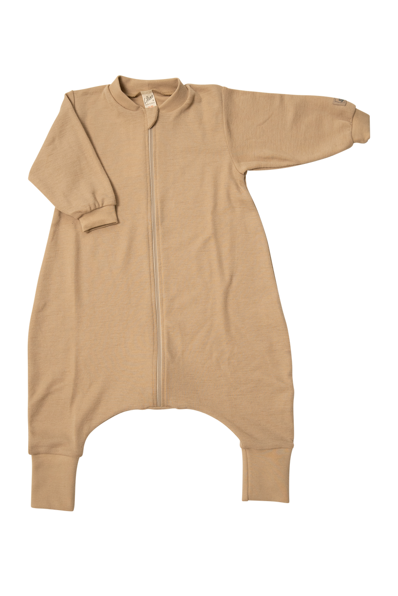 schurwolle schlafsack 110 Schlafsack mit Füßen, Wolle-Seide, Sand uni