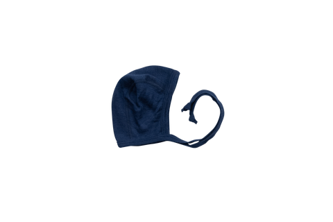 Babymütze aus Wolle-Seide, Marine uni - Lilano