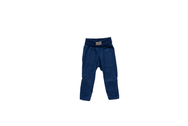 Hose mit Nabelbund und Beinumschlag, Wolle/Seide, Marine uni - Lilano