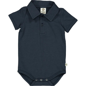 Kurzarmbody mit Polokragen (Cozy Me s/s Shirt Body), Night Blue - Müsli by Green Cotton