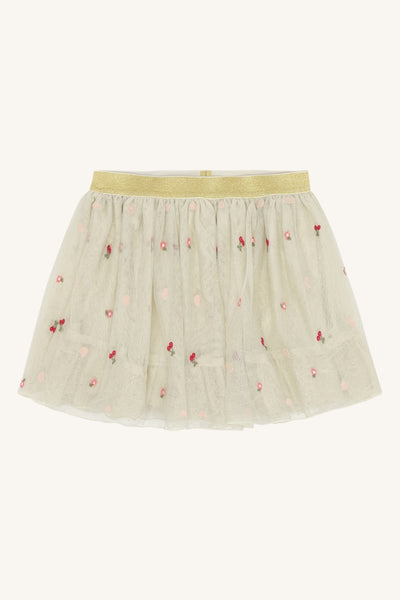 Tüll-Rock "Ninna Horse", Blumen und Kirschen, zartes Grün - Hust&Claire