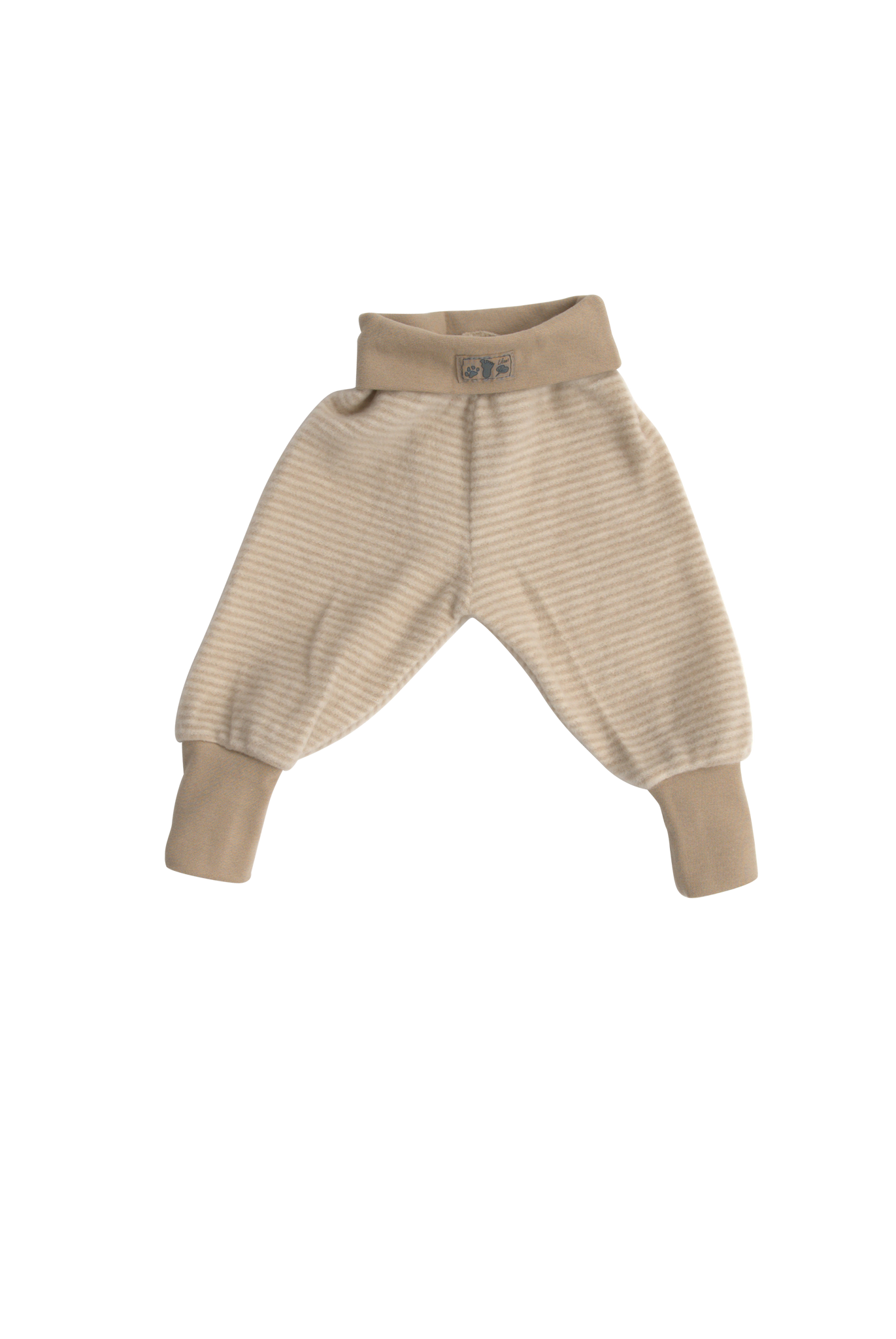 Hose mit Bündchen, Wollfrottee, Sand - Natur geringelt - Lilano