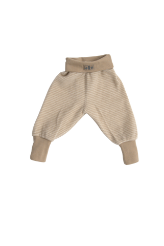 Hose mit Bündchen, Wollfrottee, Sand - Natur geringelt - Lilano