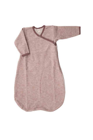 Schlafsack/Wickelsack, Wollfrottee, Mauve/Natur geringelt - Lilano