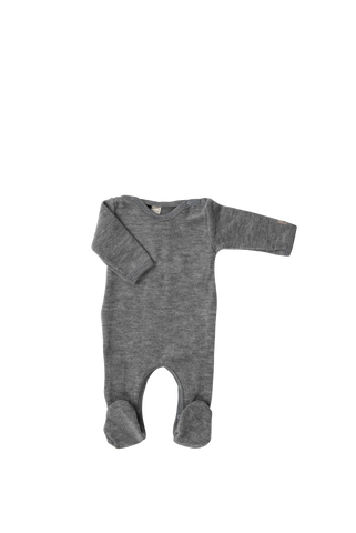 Strampler (Anzug mit Fuß), Wollfrottee, Hellgrau uni - Lilano
