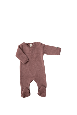 Strampler (Anzug mit Fuß), Wollfrottee, Mauve uni - Lilano