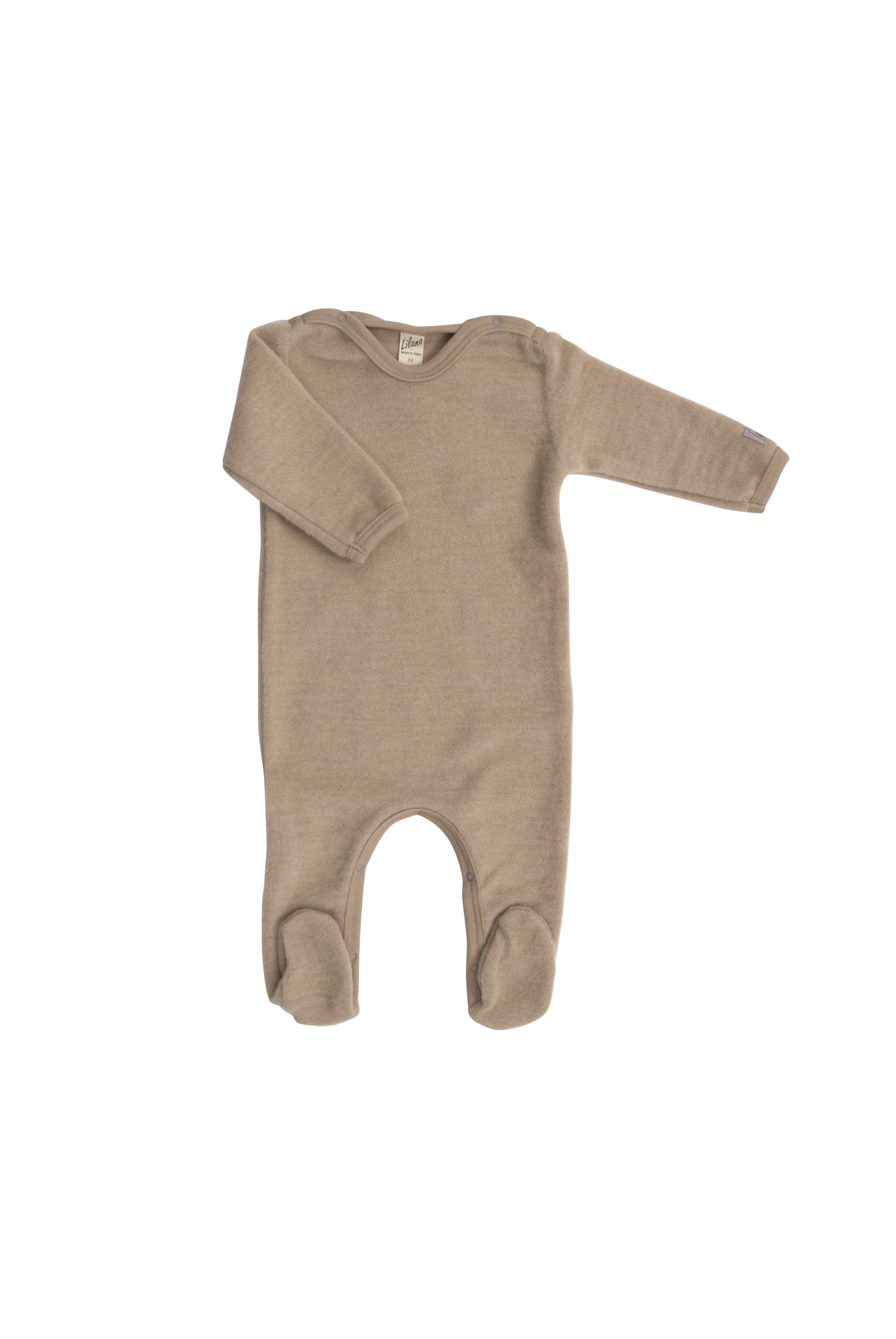 Strampler (Anzug mit Fuß), Wollfrottee, Sand uni - Lilano