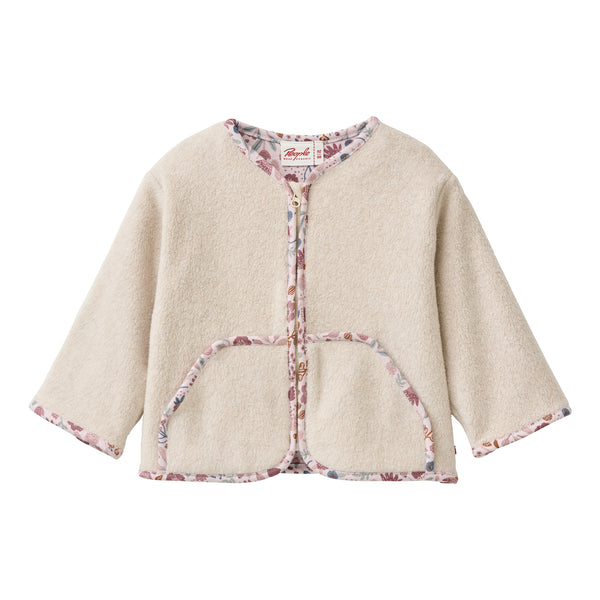 Babyjacke aus Baumwoll-Fleece mit Blumenpaspeln und Blumenfutter - People Wear Organic