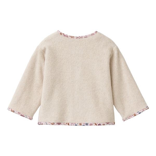 Babyjacke aus Baumwoll-Fleece mit Blumenpaspeln und Blumenfutter - People Wear Organic