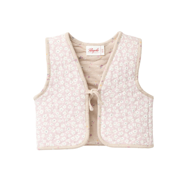 Wendbare Steppweste, Malve/Beige geblümt - People Wear Organic