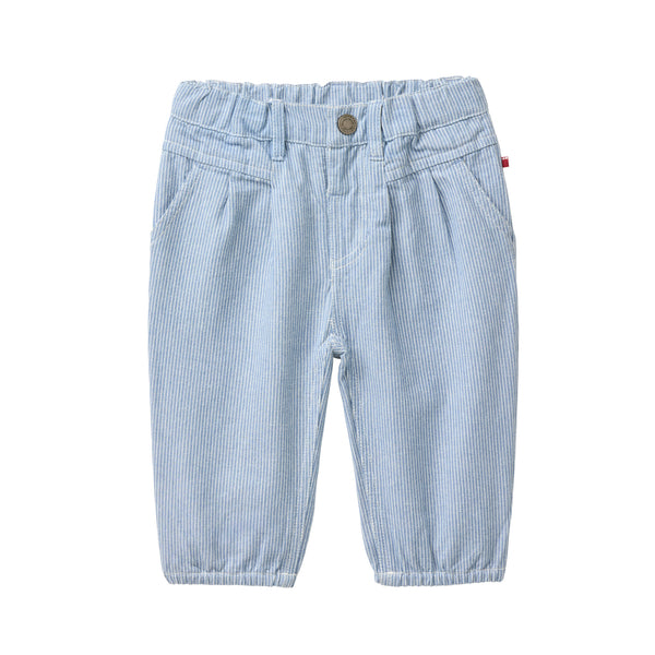 Leichte Babyhose im Jeans-Stil, fein gestreift - People Wear Organic
