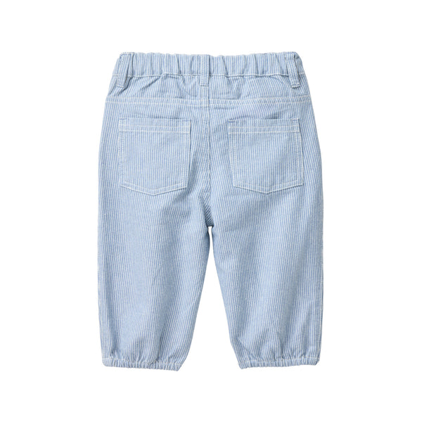 Leichte Babyhose im Jeans-Stil, fein gestreift - People Wear Organic