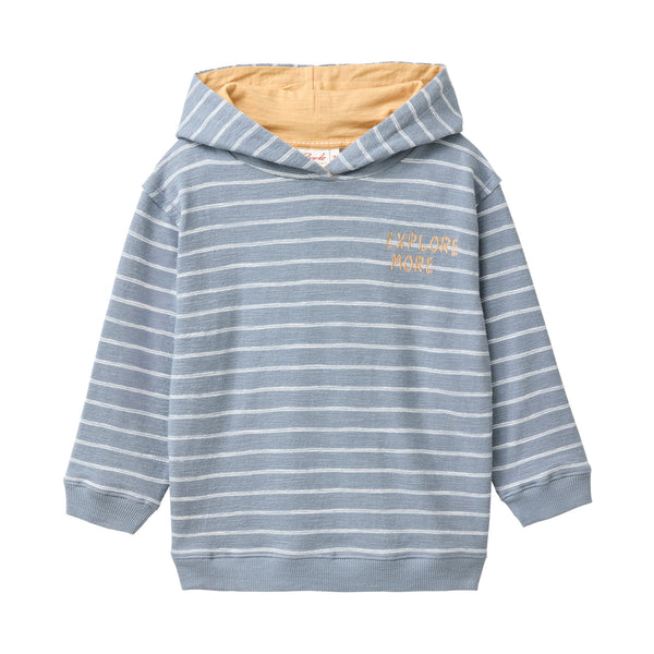 Sweatshirt (Hoodie), Blaugrau/Weiß geringelt - People Wear Organic