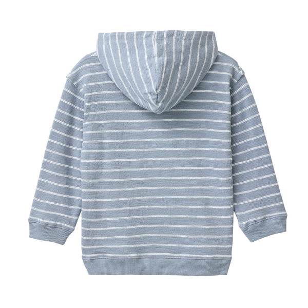 Sweatshirt (Hoodie), Blaugrau/Weiß geringelt - People Wear Organic