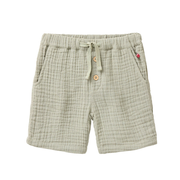 Kurze Hose (Musselin-Shorts) für Babys und Kleinkinder, Helles Olivegrün - People Wear Organic