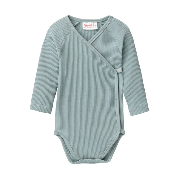 Langarm-Wickelbody, Balsamgrün - People Wear Organic