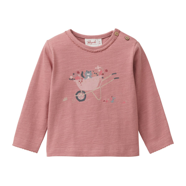 Langarmshirt (Longsleeve) Baby, Katzen-Print, Altrosa - People Wear Organic