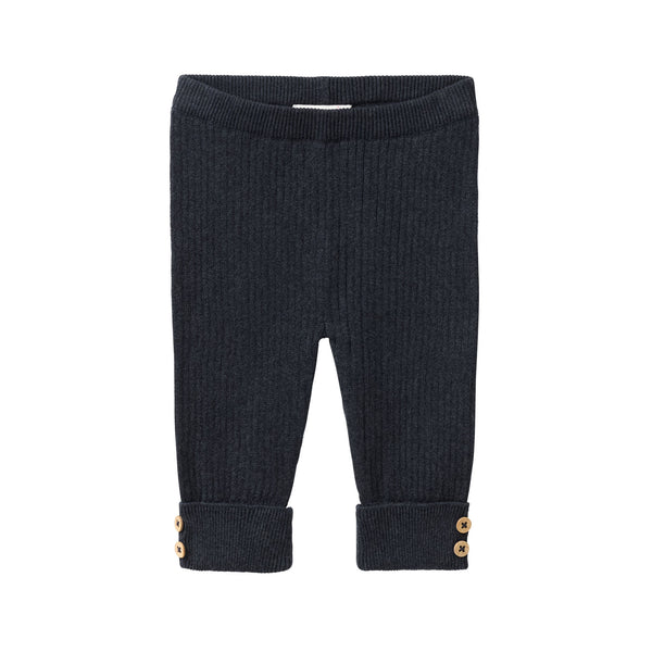 Strick-Hose Baby, Dunkelblau Melange - People Wear Organic