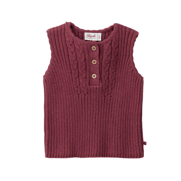 Pullunder für Babys, Bordeaux Melange - People Wear Organic