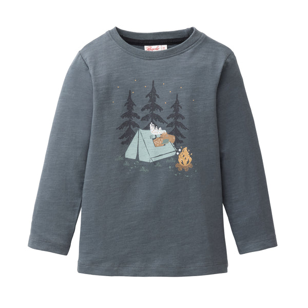 Langarmshirt (Longsleeve), Elch im Zelt - People Wear Organic