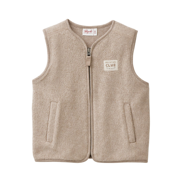 Ärmellose Weste, Dunkelsand Melange - People Wear Organic