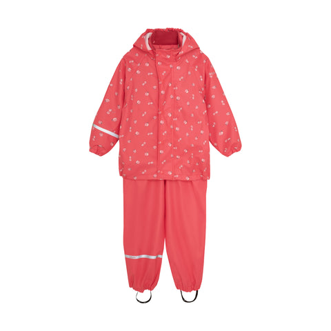 Zweiteiliger Regenanzug/Outdooranzug, (Jacke/Latzhose), Kirschen/Äpfel/Erdbeeren - CeLaVi