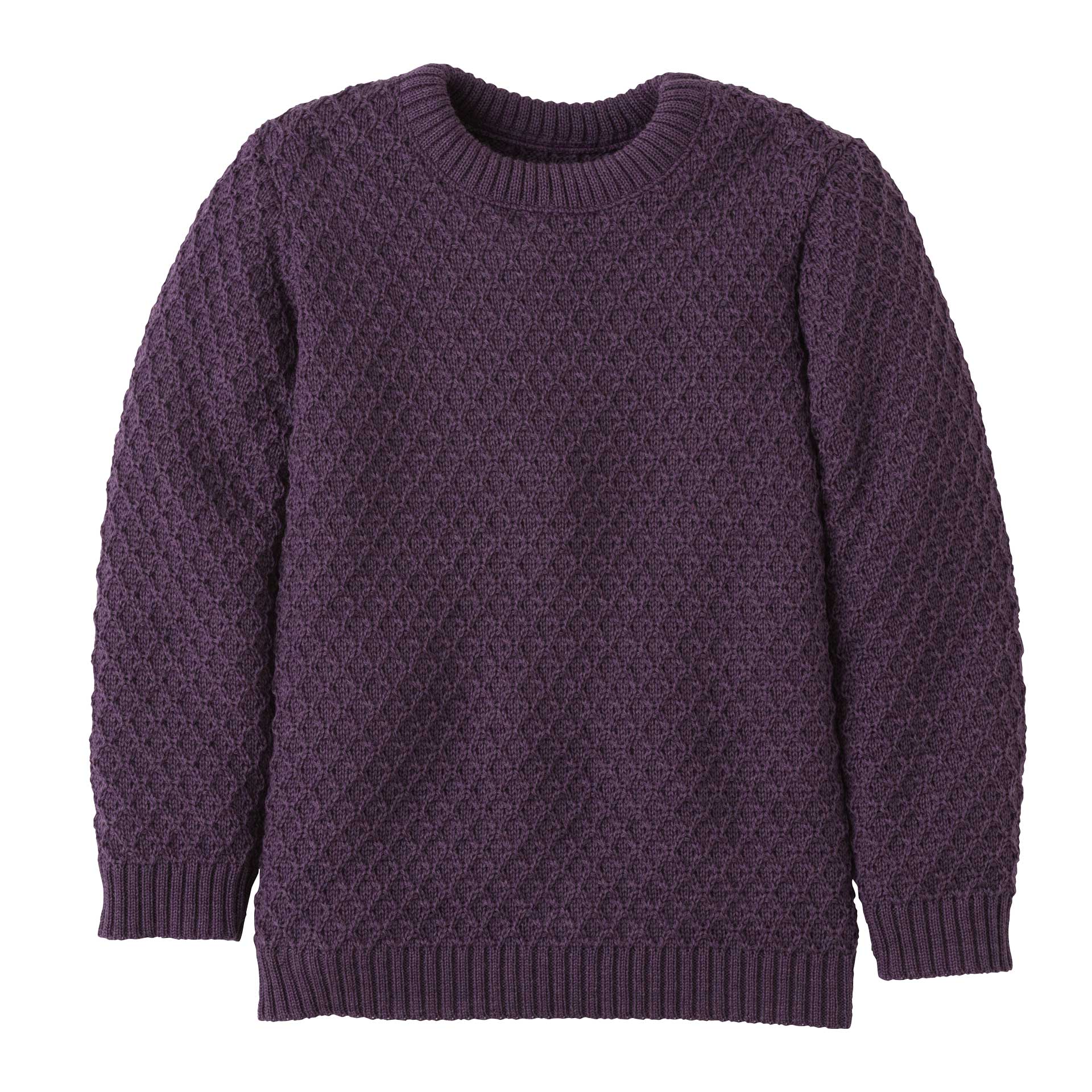 Aran-Pullover, Aubergine - Disana