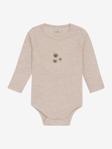 Langarmbody, Wolle, Blümchen-Print, CeLaVi