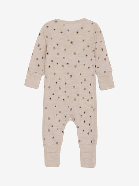 Strampler - Schlafanzug, Wolle, Blümchen-Print, CeLaVi