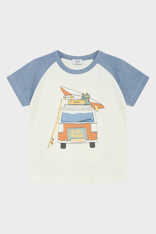 Kurzarm-Shirt "Ancher" mit Bus-Print - Hust&Claire