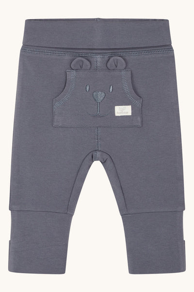 Babyhose Gabe mit Bärchen-Tasche vorne,  Mittelblau (Blue Storm) - Hust&Claire