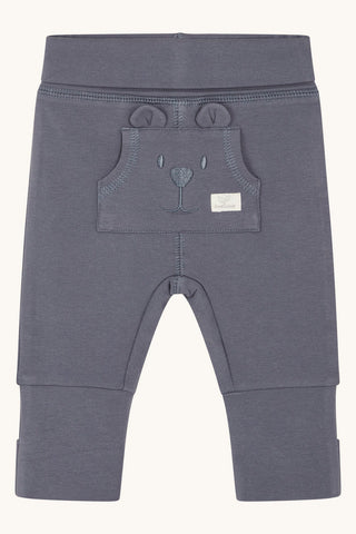 Babyhose Gabe mit Bärchen-Tasche vorne,  Mittelblau (Blue Storm) - Hust&Claire