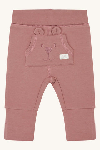 Babyhose Gabe mit Bärchen-Tasche vorne,  Helle Pflaume (Baby Plum) - Hust&Claire