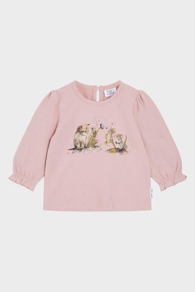 Langarmshirt/Longsleeve Ajsa, Katzen-Print - Hust&Claire