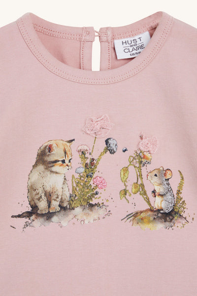 Langarmshirt/Longsleeve Ajsa, Katzen-Print - Hust&Claire