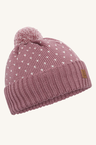 Strickmütze "Falke", Wolle, Pale Mauve mit Herzen - Hust&Claire