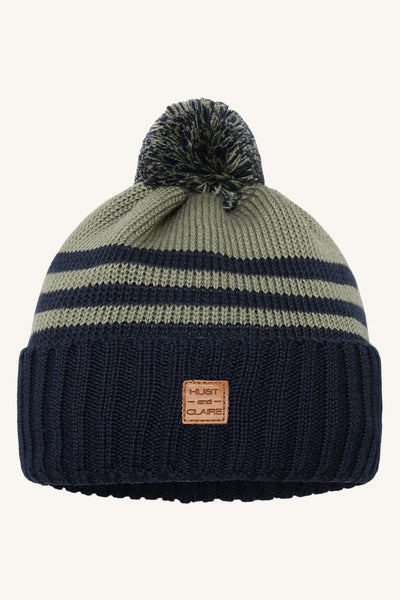 Strickmütze "Falke", Wolle, Marine/Grün - Hust&Claire