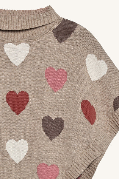 Strick-Poncho "Pinja Hearts" mit Herz-Muster  - Hust&Claire