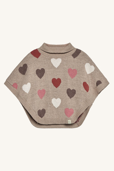 Strick-Poncho "Pinja Hearts" mit Herz-Muster  - Hust&Claire