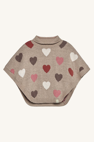 Strick-Poncho "Pinja Hearts" mit Herz-Muster  - Hust&Claire