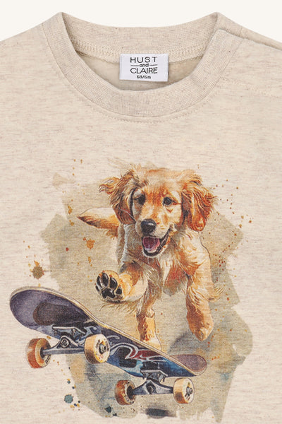 Langarmshirt/Longsleeve "Anton" mit Hunde-Print - Hust&Claire