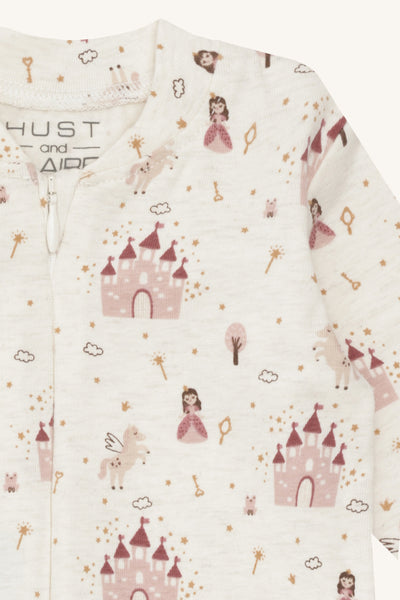 Strampler - Schlafanzug mit Klapp-Bündchen "Mich", Prinzessinnen/Schlösser - Hust&Claire
