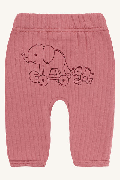 Legging "Guido Elephant" mit Elefanten-Stickerei, Dry Rose  - Hust&Claire