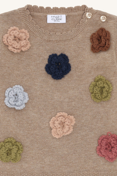 Pullover "Pusle Flower" mit Häkelblüten - Hust&Claire