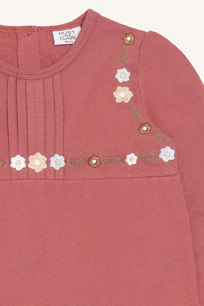 Langarmshirt/Longsleeve "Alma" mit Blumen-Stickerei - Hust&Claire