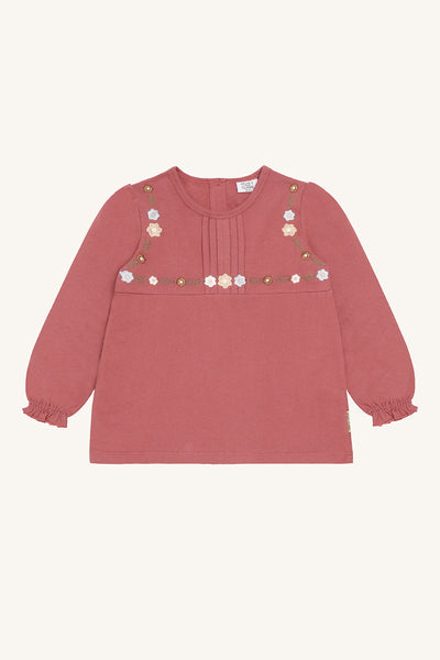 Langarmshirt/Longsleeve "Alma" mit Blumen-Stickerei - Hust&Claire