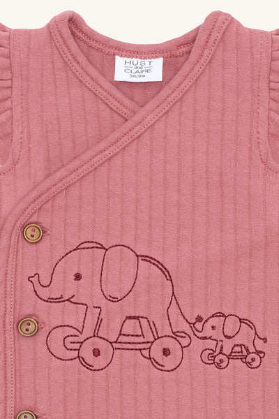 Latzhose "Miles" mit Elefanten-Stickerei, Dry Rose - Hust&Claire