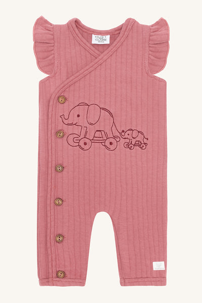 Latzhose "Miles" mit Elefanten-Stickerei, Dry Rose - Hust&Claire