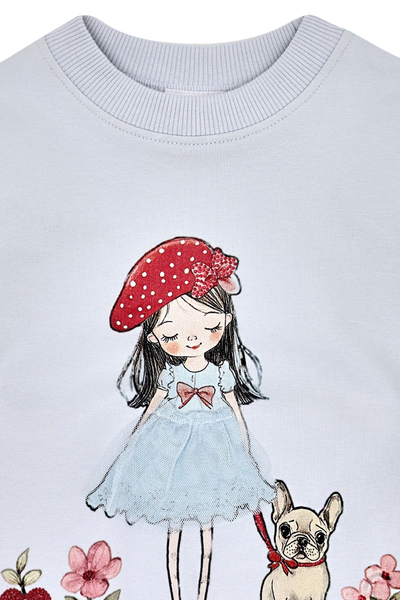 Sommerliches Sweatshirt "Sicillia", Mädchen mit Hund - Hust&Claire