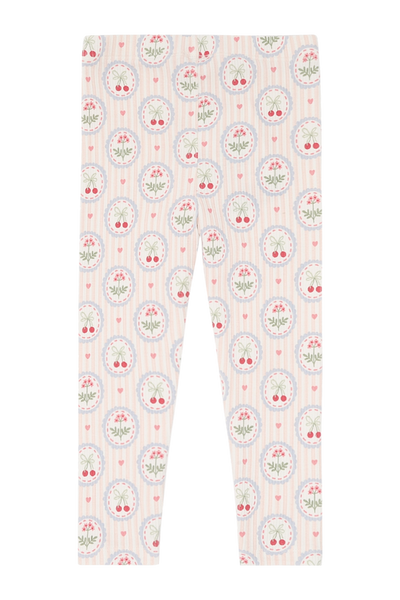 Leggings "Lisa" Kirschen und Blumen, Baumwolle/Tencel - Hust&Claire